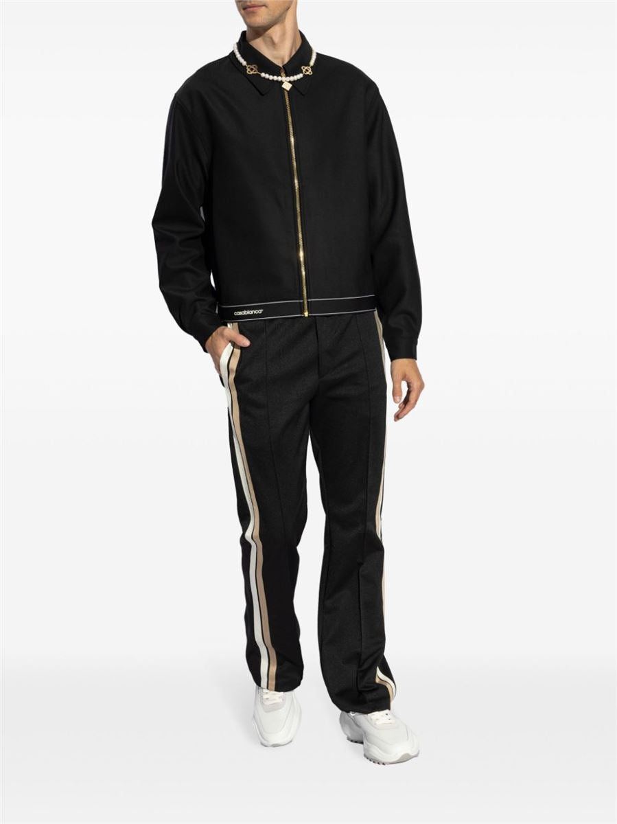 LOGO-PRINT ZIPPED BOMBER JACKET CASABLANCA