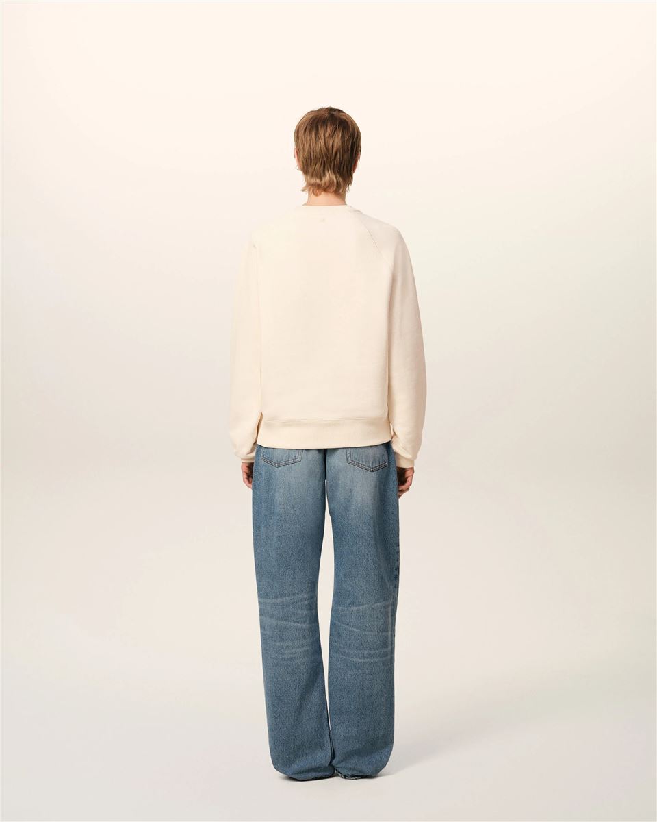 Beige Cotton Ami De Coeur Patch Sweatshirt-AMI-Verso