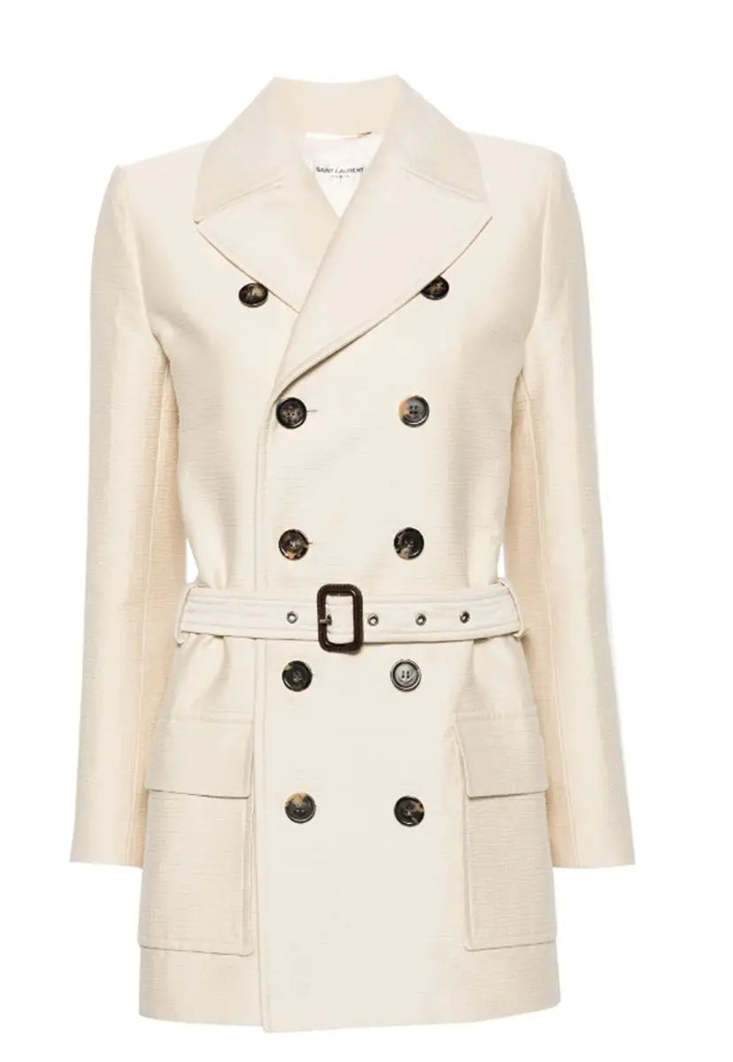 BELTED DOUBLE-BREASTED COAT SAINT LAURENT