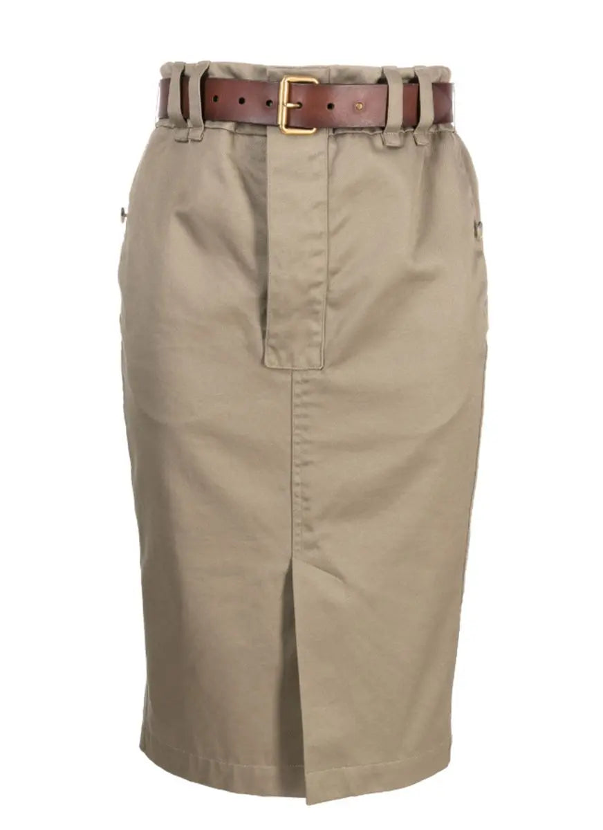 BELTED GABARDINE PENCIL SKIRT SAINT LAURENT