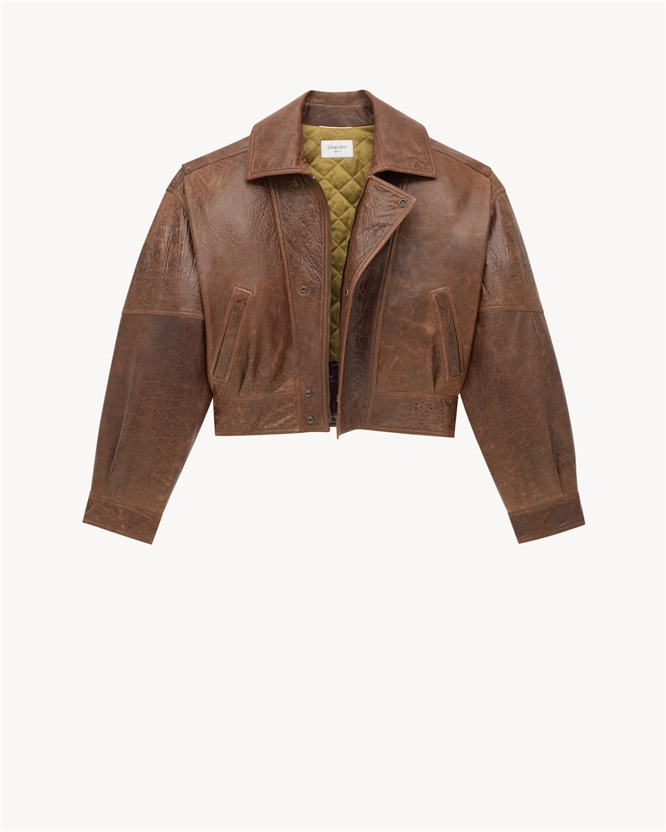 BOMBER JACKET IN AGED LAMBSKIN-SAINT LAURENT-Verso
