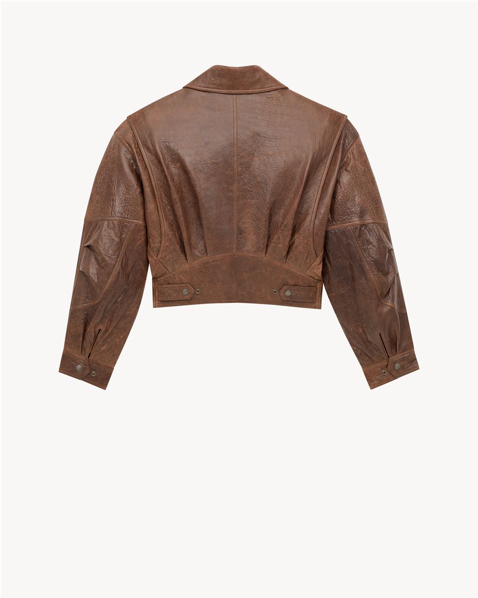 BOMBER JACKET IN AGED LAMBSKIN-SAINT LAURENT-Verso