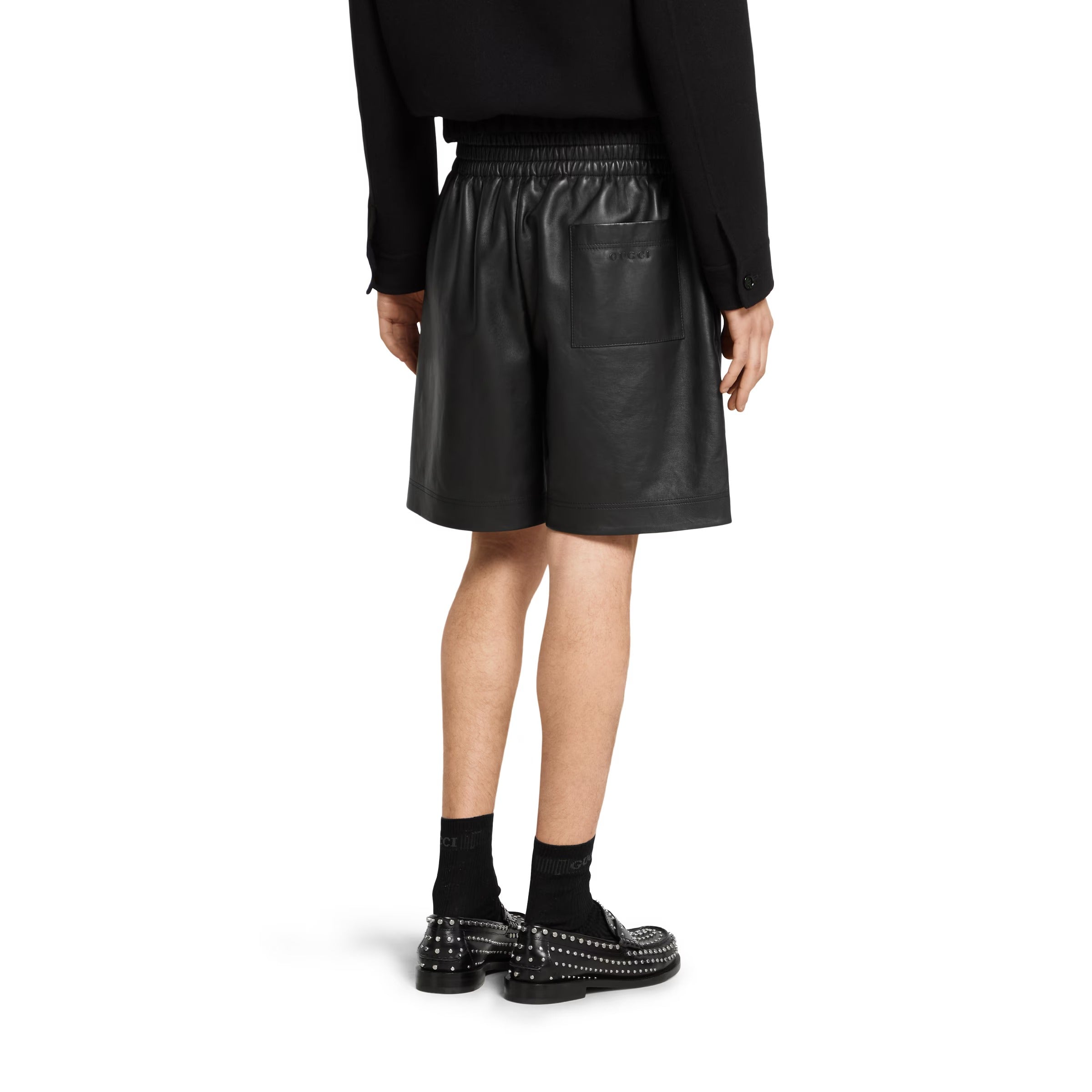 Bonded leather shorts with jersey shorts
