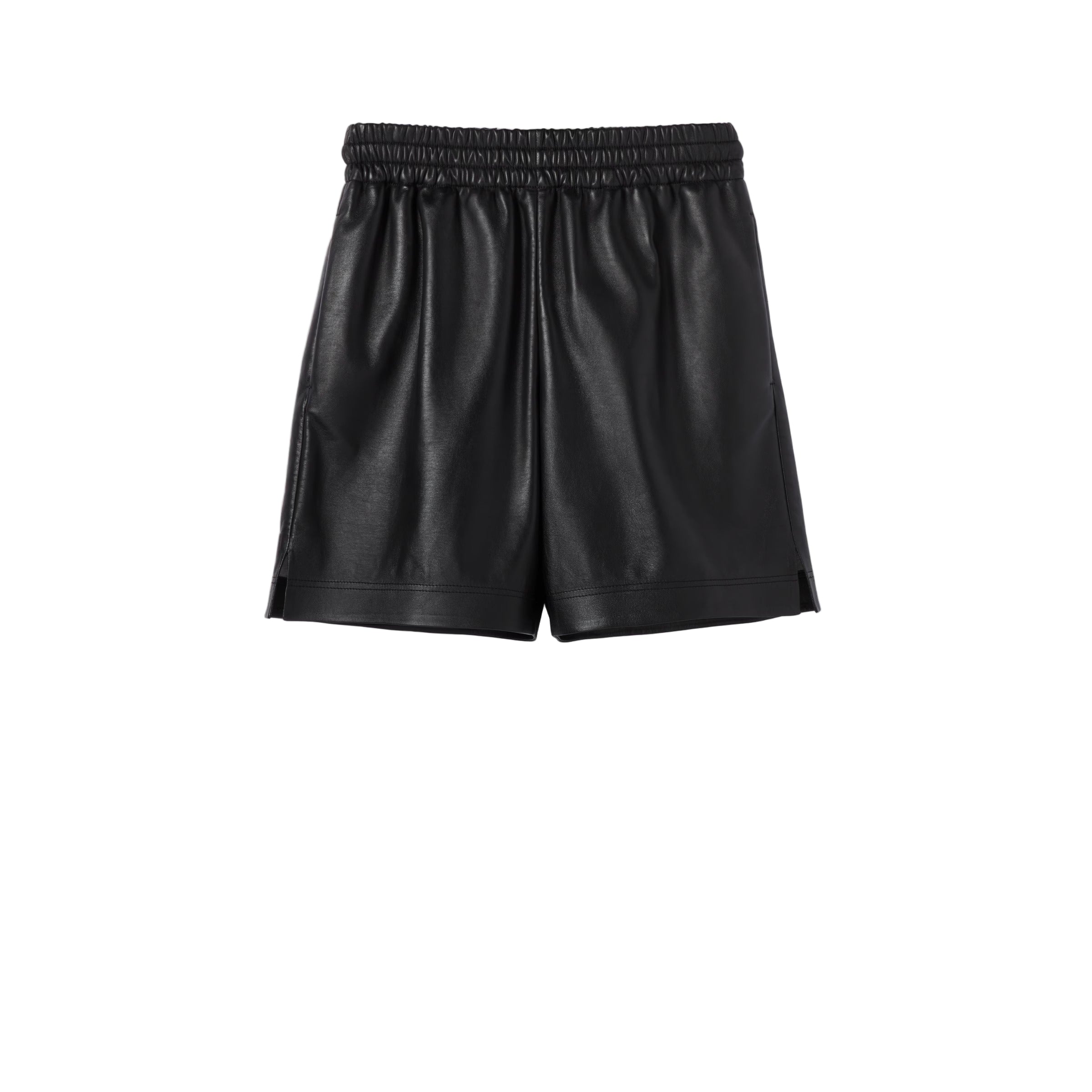 Bonded leather shorts with jersey shorts
