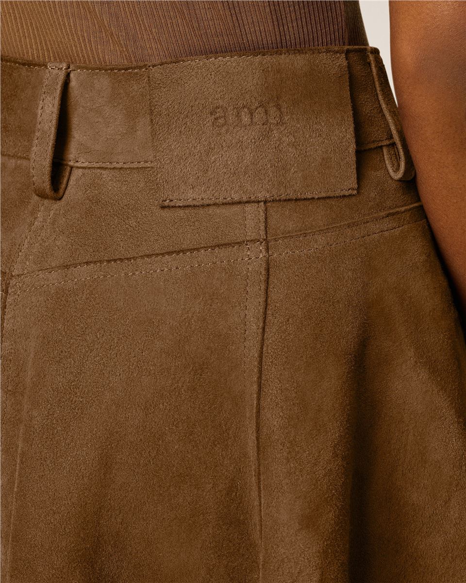 BROWN LEATHER MIDI SKIRT-AMI-Verso