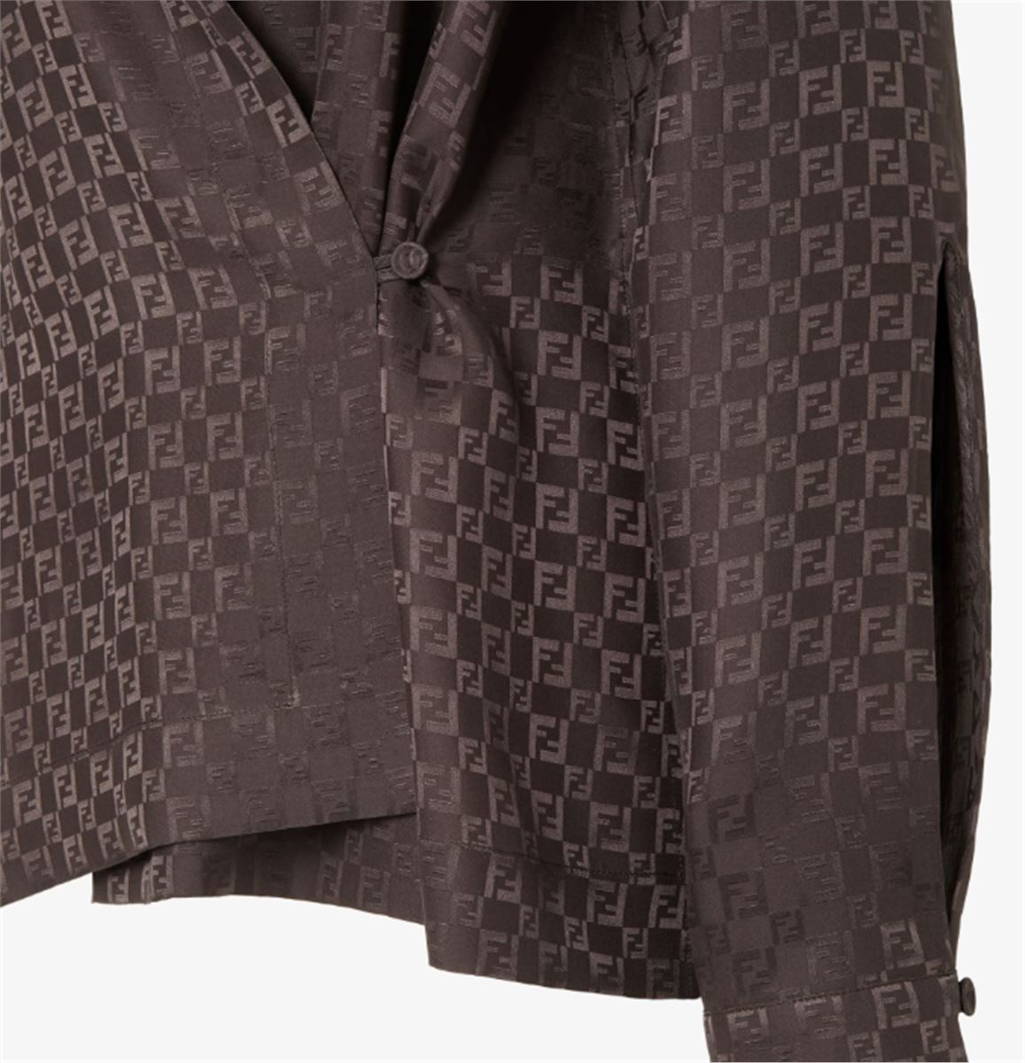 BROWN SILK FF JACQUARD SHIRT-FENDI-Verso