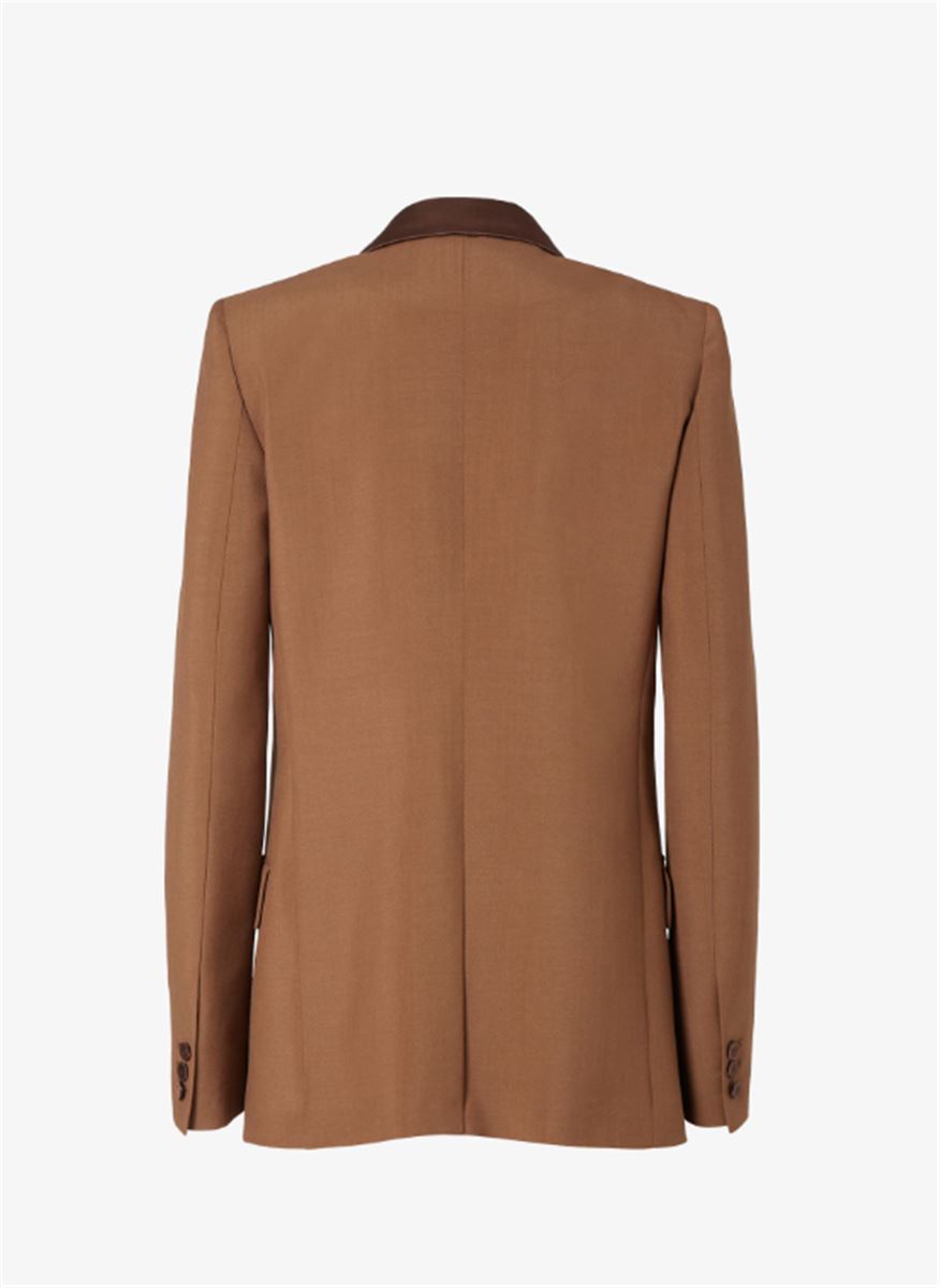 BROWN WOOL AND MOHAIR BLAZER-FENDI-Verso