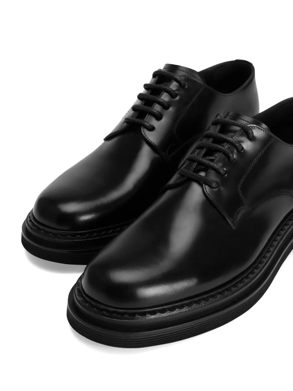 Brushed lace-up derby shoes-DOLCE & GABBANA-Verso