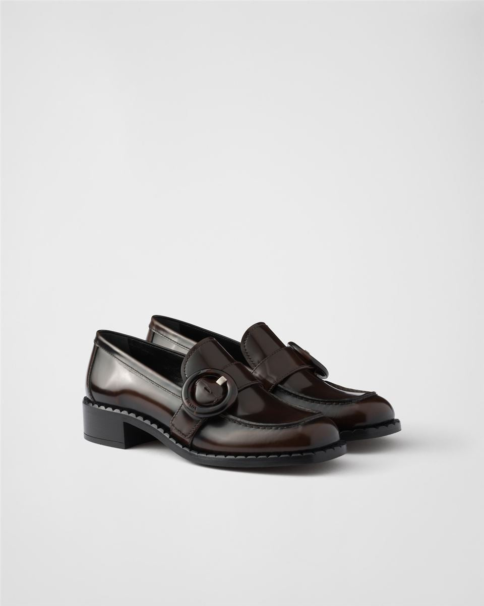 BRUSHED LEATHER LOAFERS-PRADA-Verso