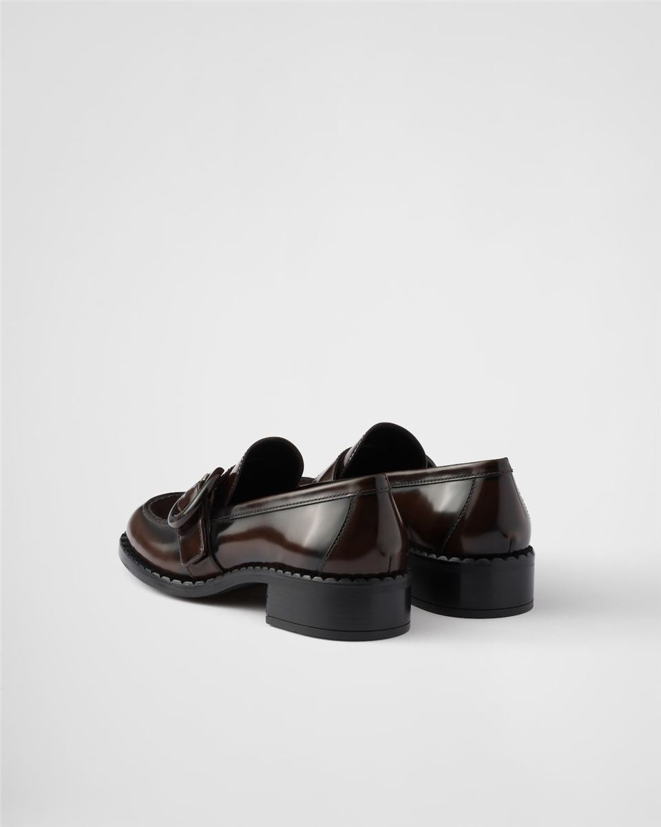 BRUSHED LEATHER LOAFERS-PRADA-Verso