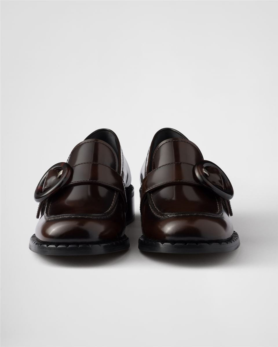 BRUSHED LEATHER LOAFERS-PRADA-Verso