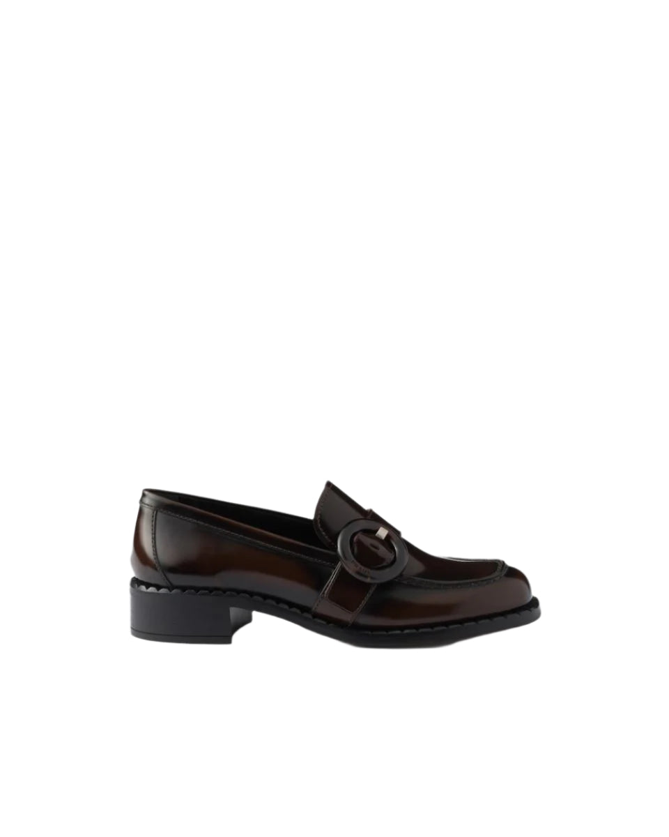 BRUSHED LEATHER LOAFERS-PRADA-Verso