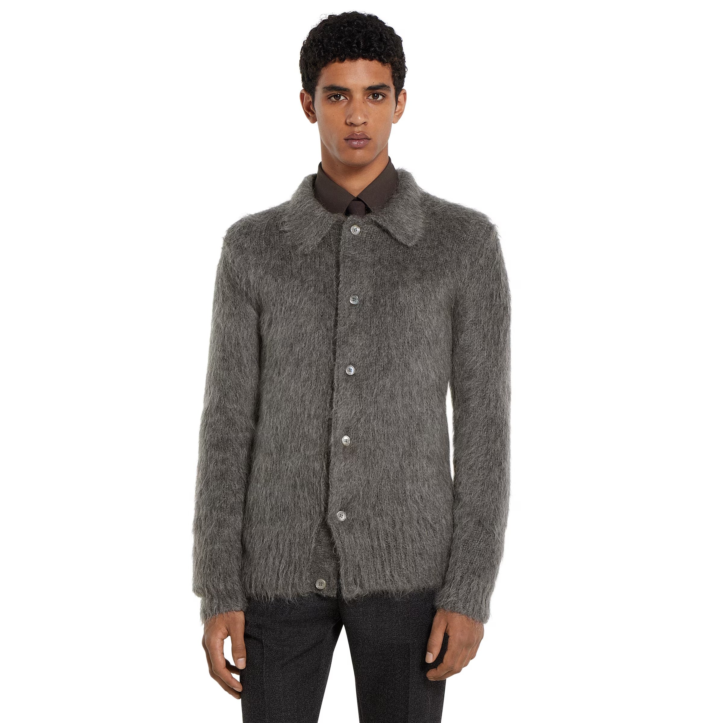 Brushed wool mohair cardigan