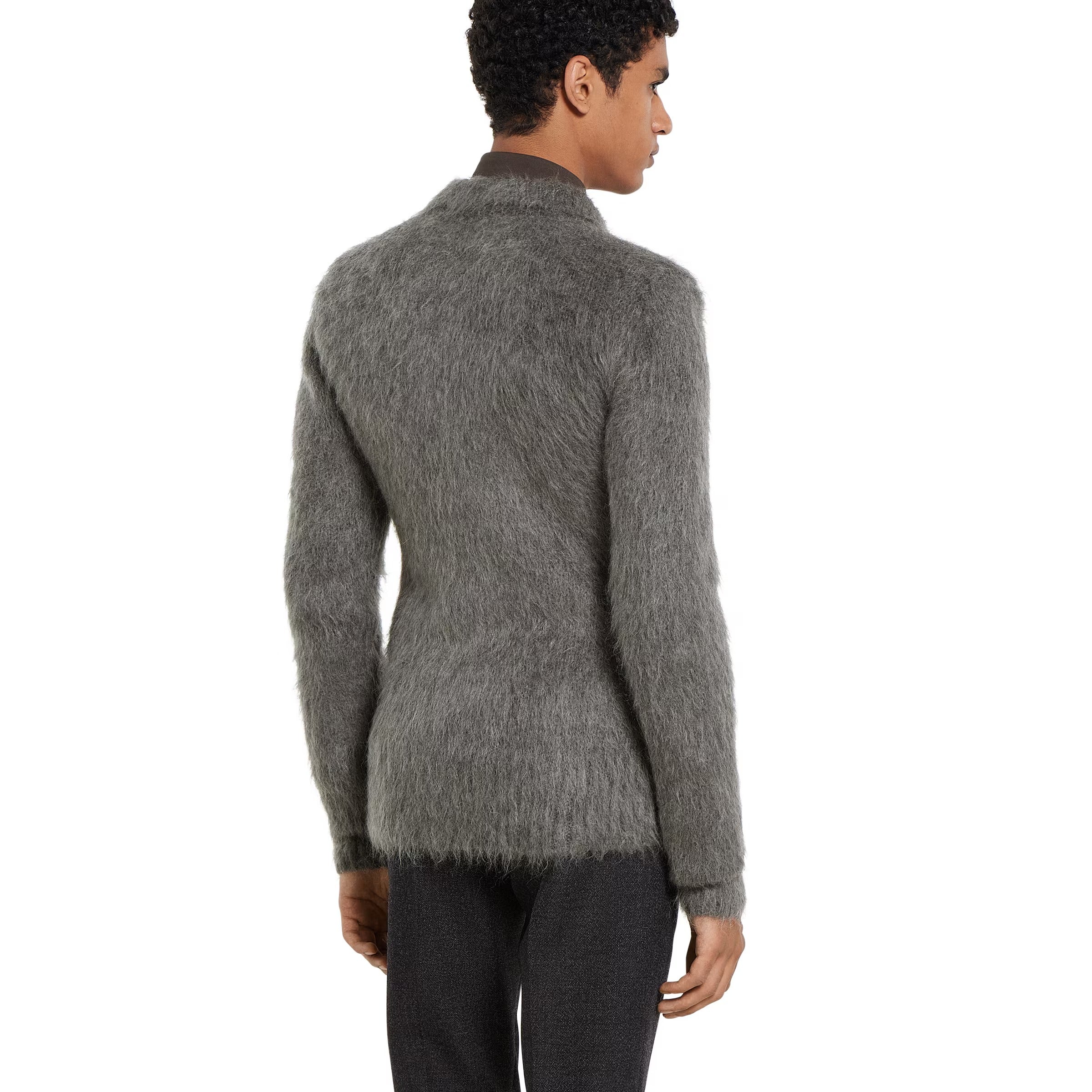 Brushed wool mohair cardigan