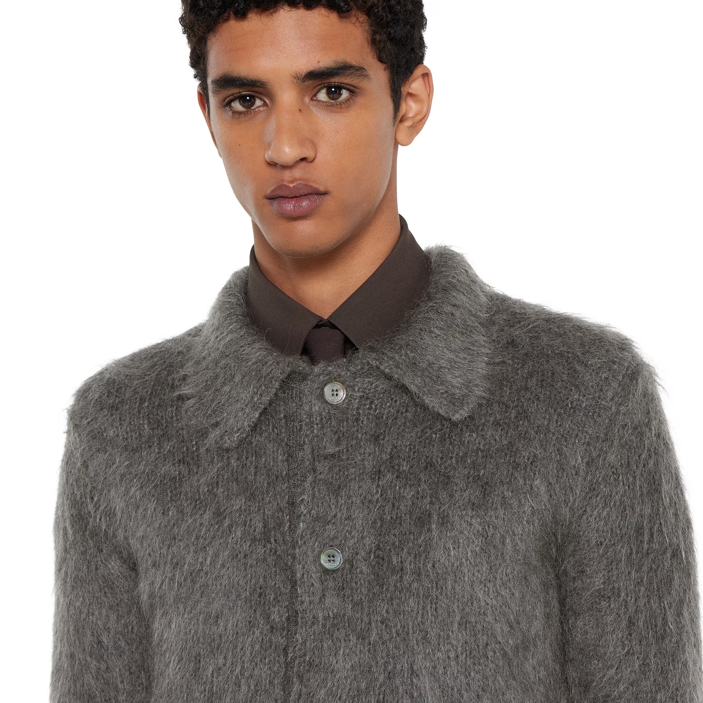 Brushed wool mohair cardigan