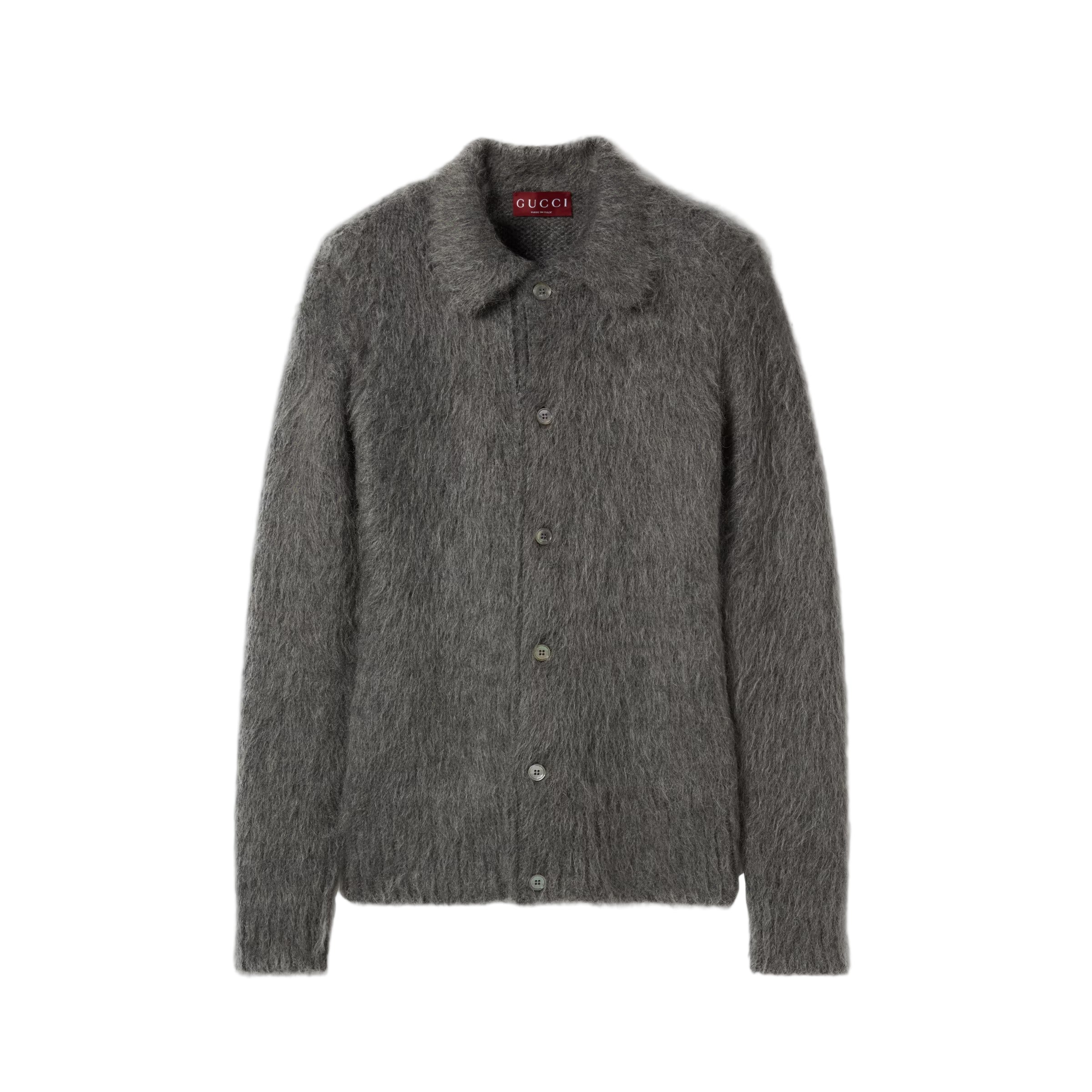 Brushed wool mohair cardigan