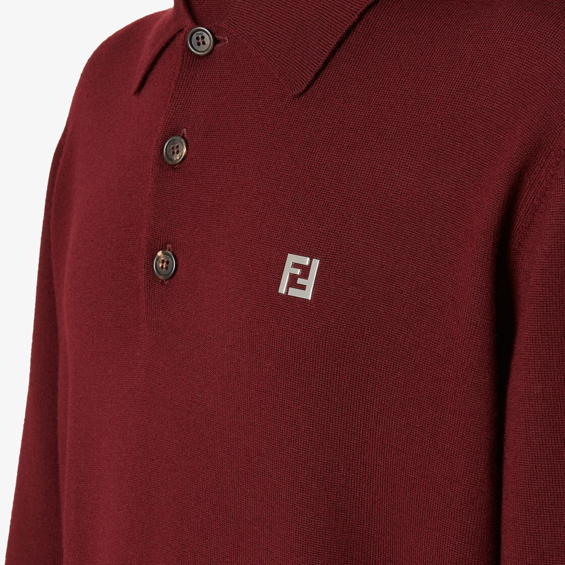 Burgundy wool polo shirt-FENDI-Verso