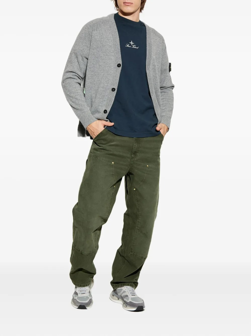 Button-fastening Cardigan-STONE ISLAND-Verso