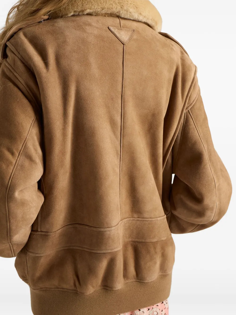 Shearling-collar patch-pocket jacket