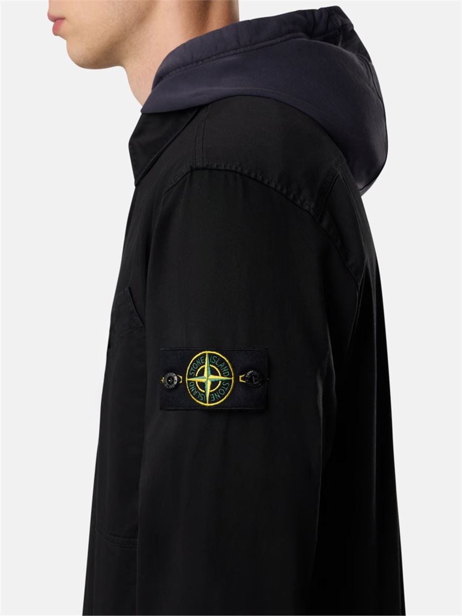 Overshirt with chest pocket and two-way zip-STONE ISLAND-Verso