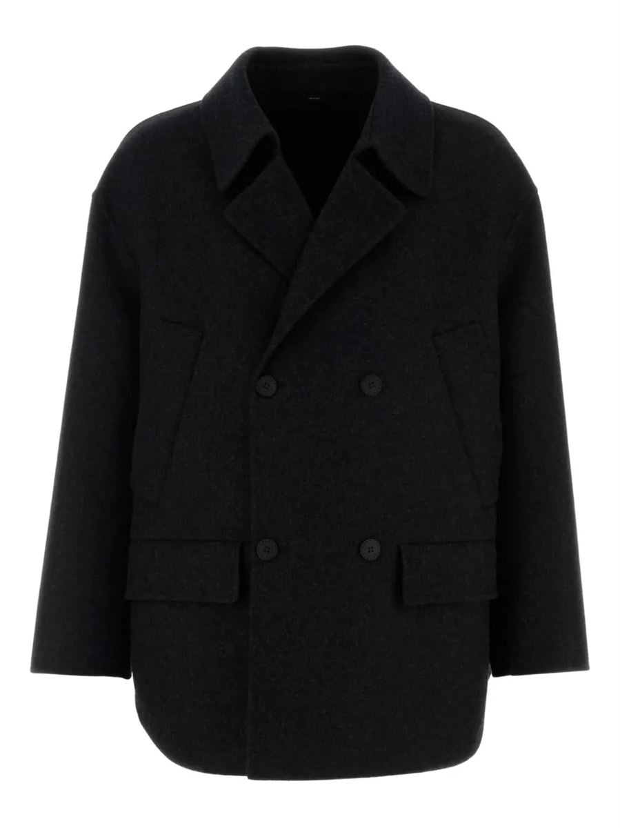 Black wool pea coat-FENDI-Verso