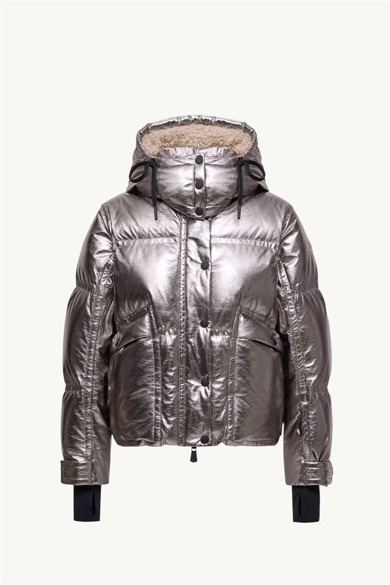 Calaque metallic hooded down ski jacket