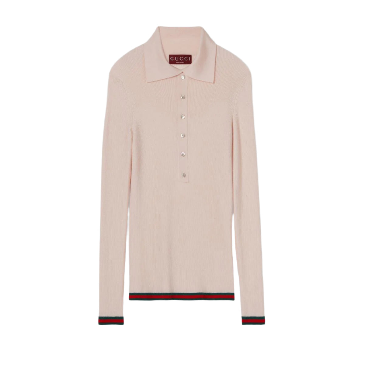 CASHMERE AND SILK POLO TOP WITH WEB - GUCCI - Verso