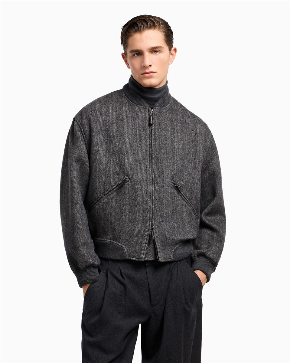 cashmere bomber jacket-GIORGIO ARMANI-Verso