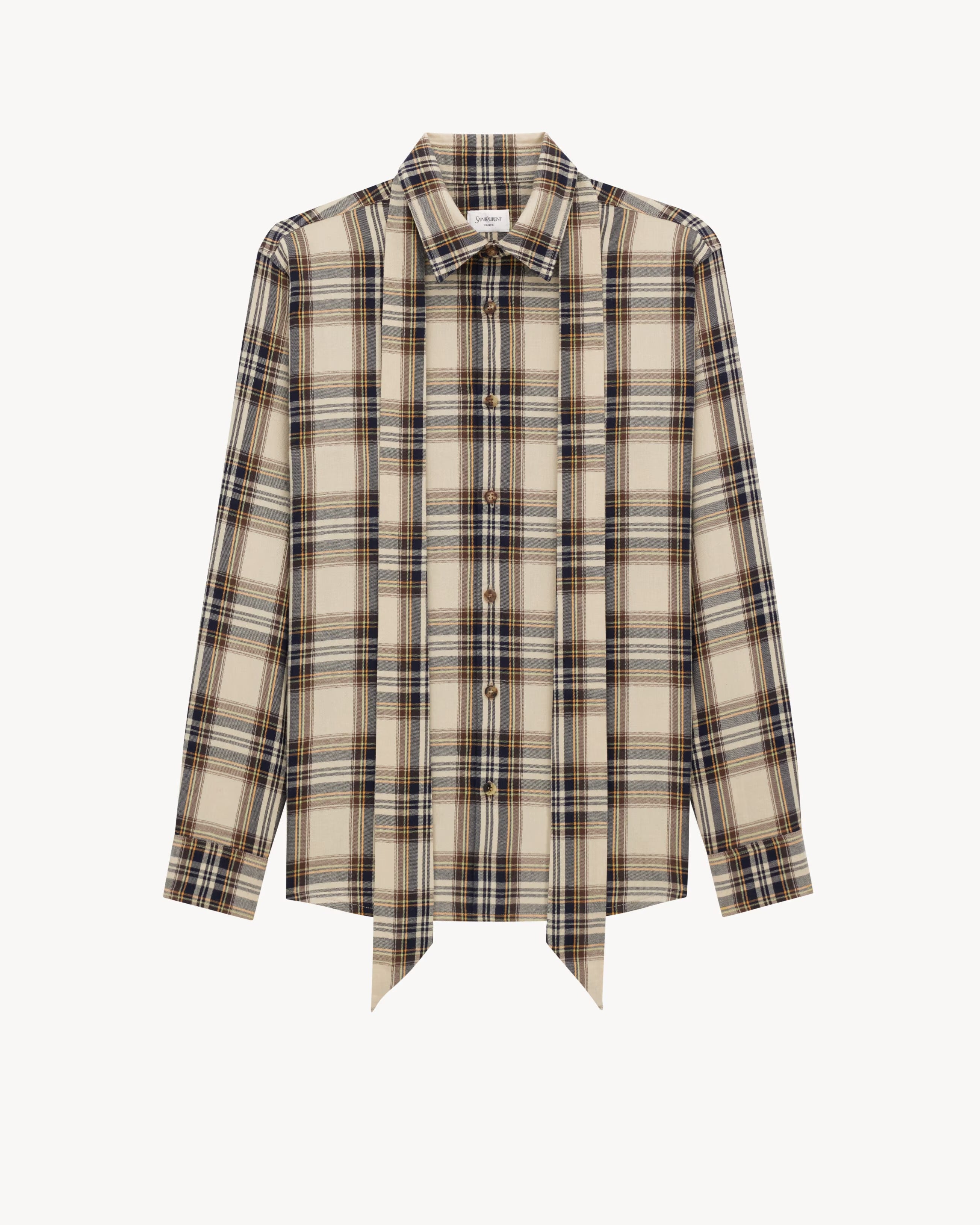 cassandre lavallière shirt in cotton tartan-SAINT LAURENT-Verso