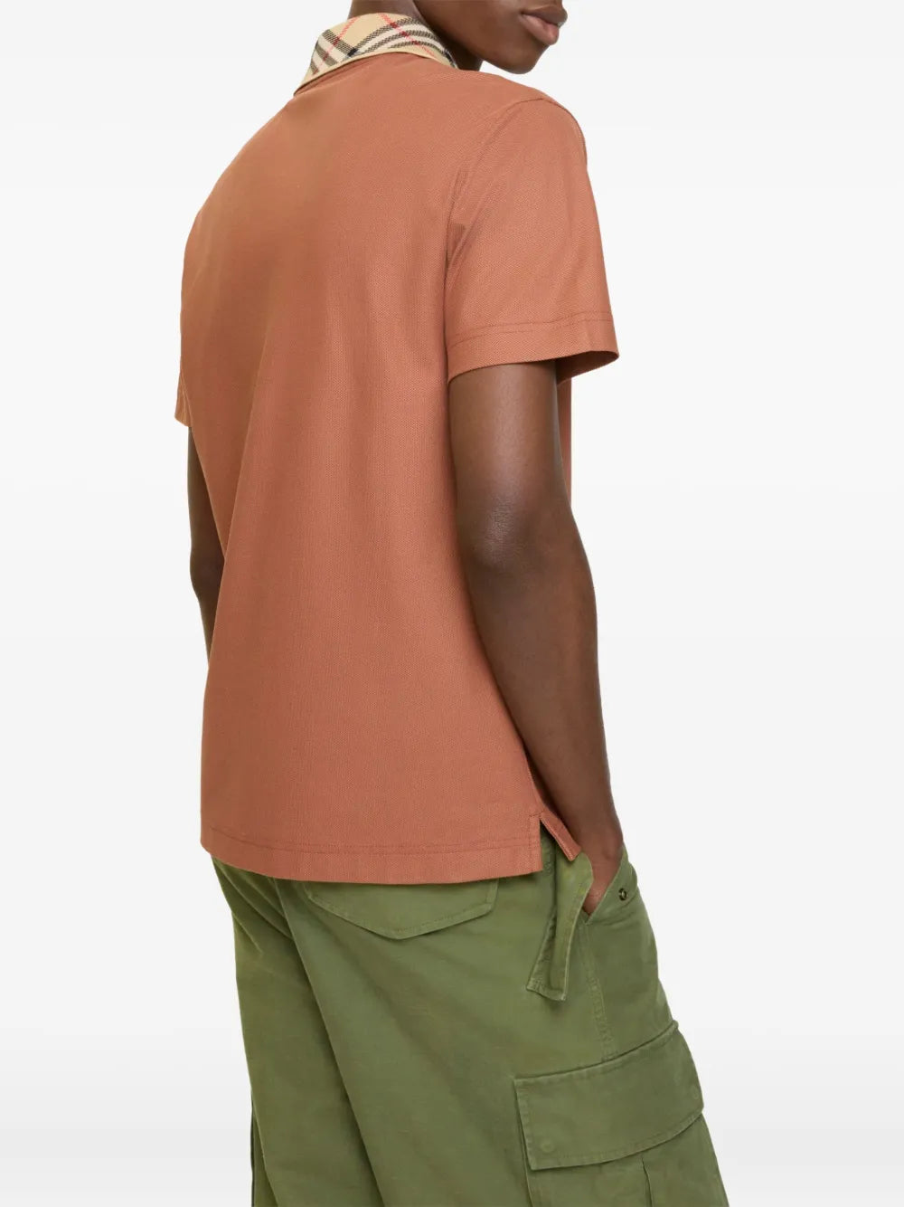 Check-collar cotton polo shirt-BURBERRY-Verso