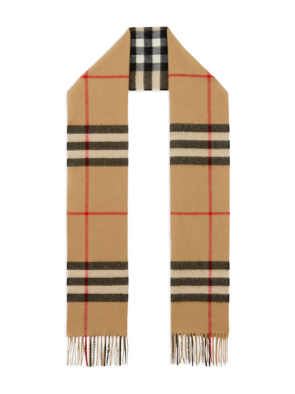 Check-pattern Fringed Scarf-BURBERRY-Verso