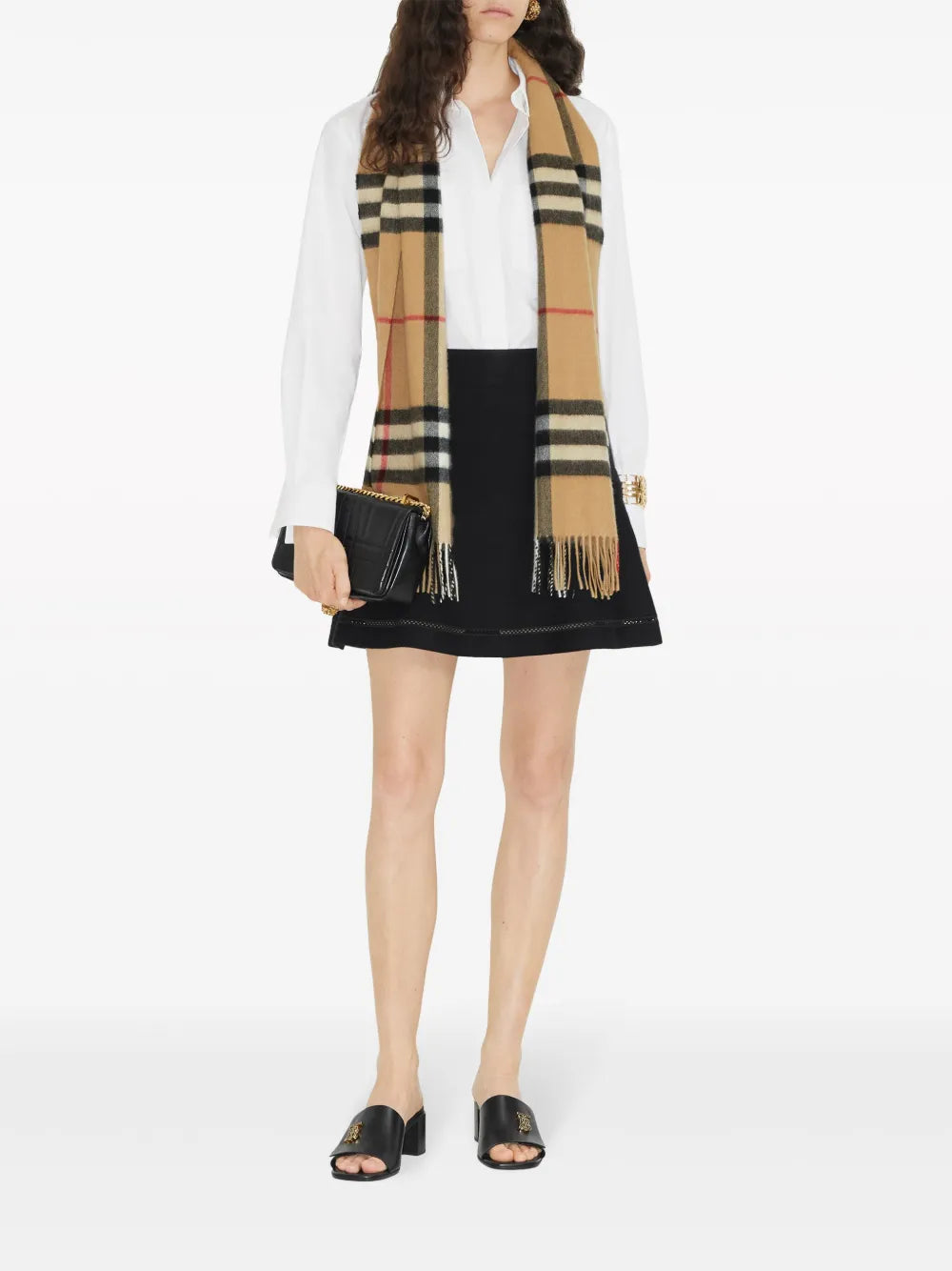Check-pattern Fringed Scarf-BURBERRY-Verso
