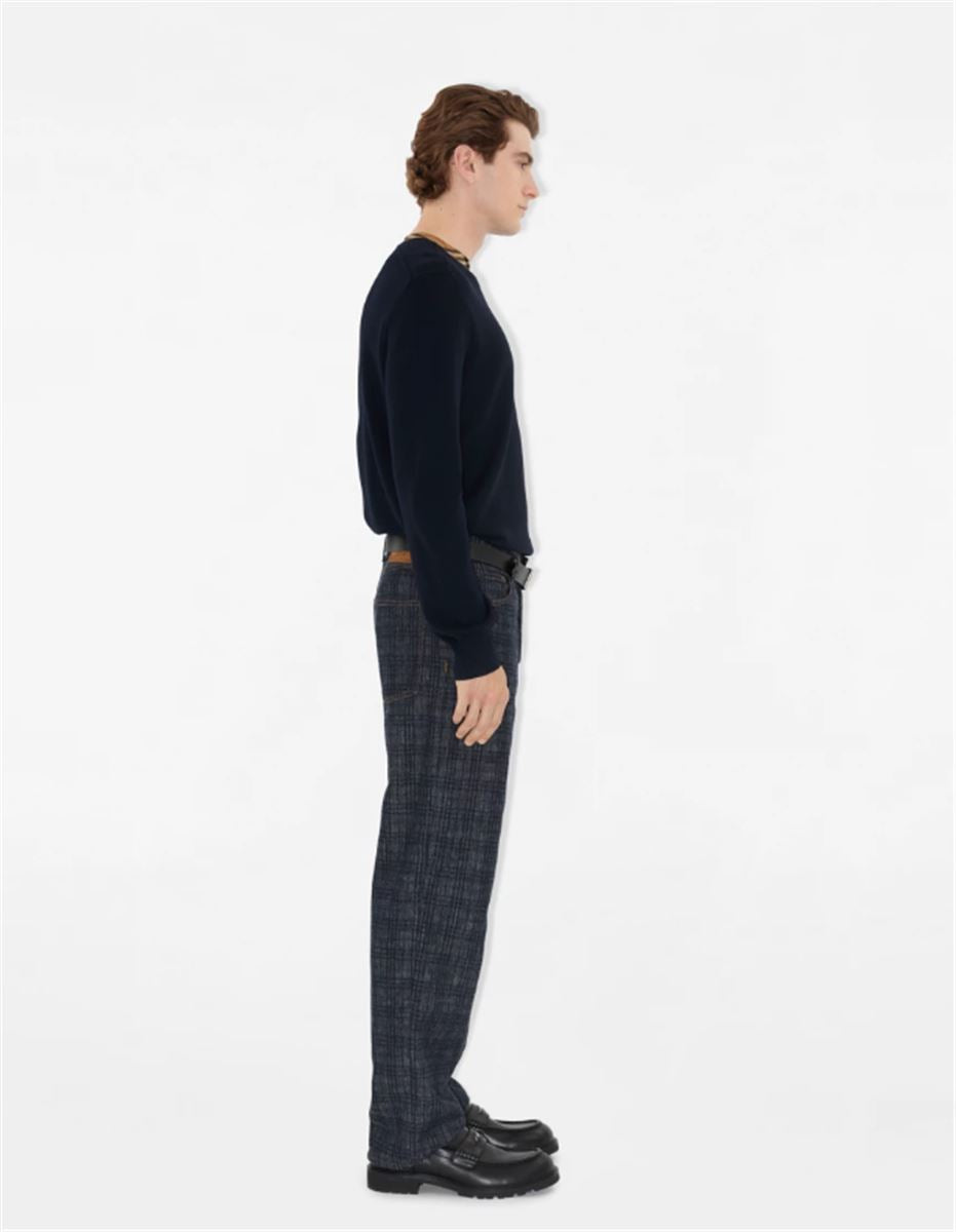 check trim wool sweater-BURBERRY-Verso