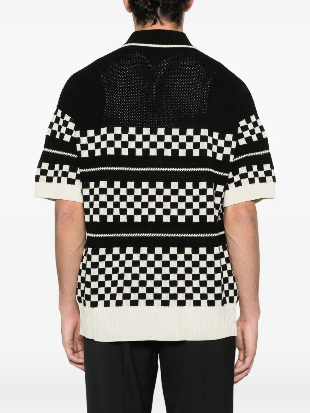 Checkered mesh logo-patch shirt-AMIRI-Verso
