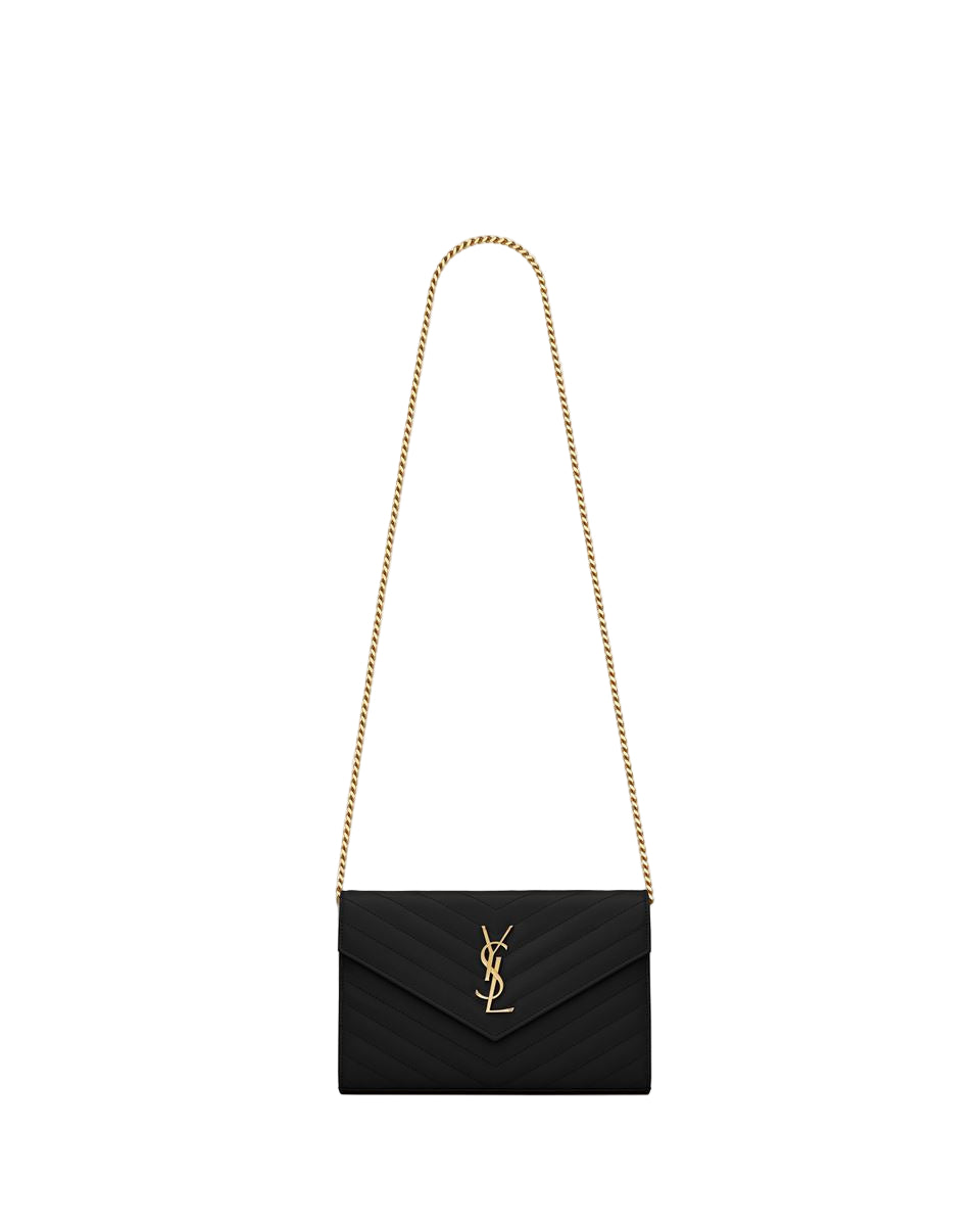 classic cassandre chain wallet in grain de poudre leather-SAINT LAURENT-Verso