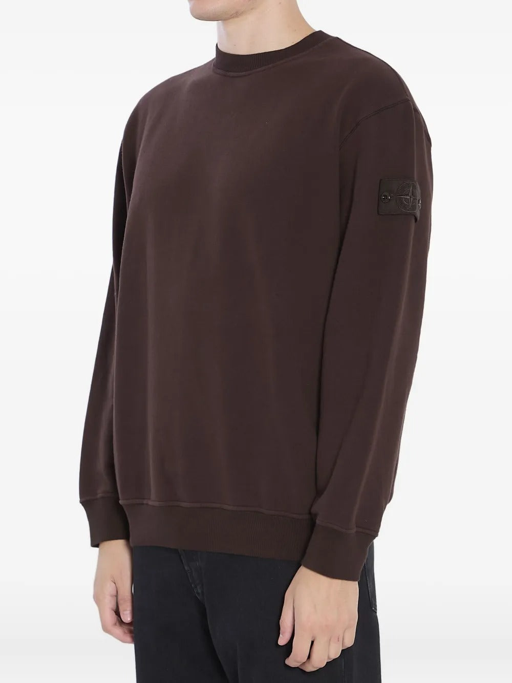 Comfort-fit Crewneck Sweatshirt with Ribbed Trims-STONE ISLAND-Verso