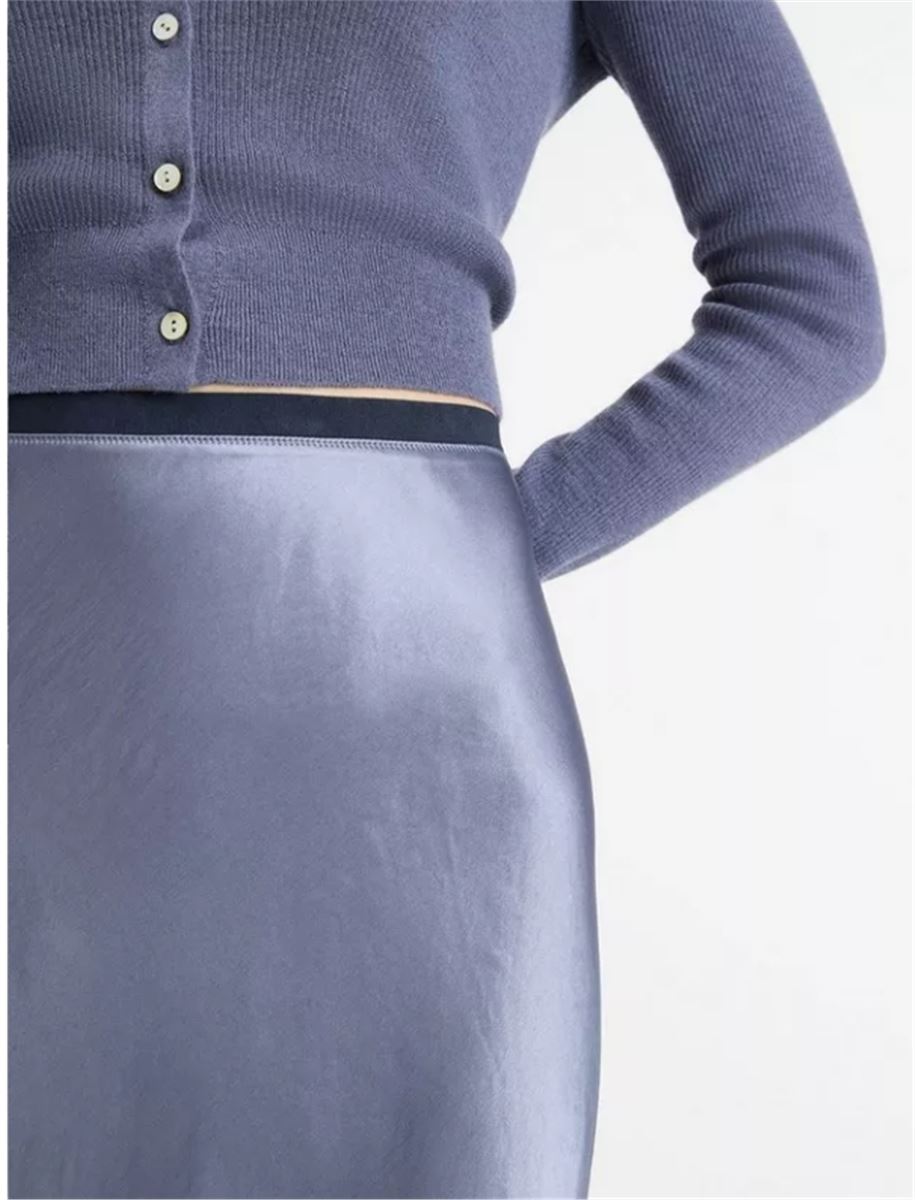 CONTRAST-WAISTBAND SATIN BIAS SKIRT-VINCE-Verso