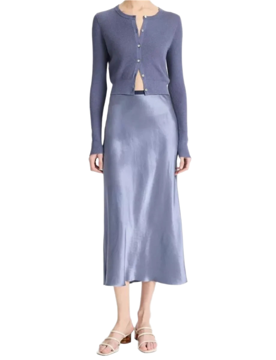 CONTRAST-WAISTBAND SATIN BIAS SKIRT-VINCE-Verso