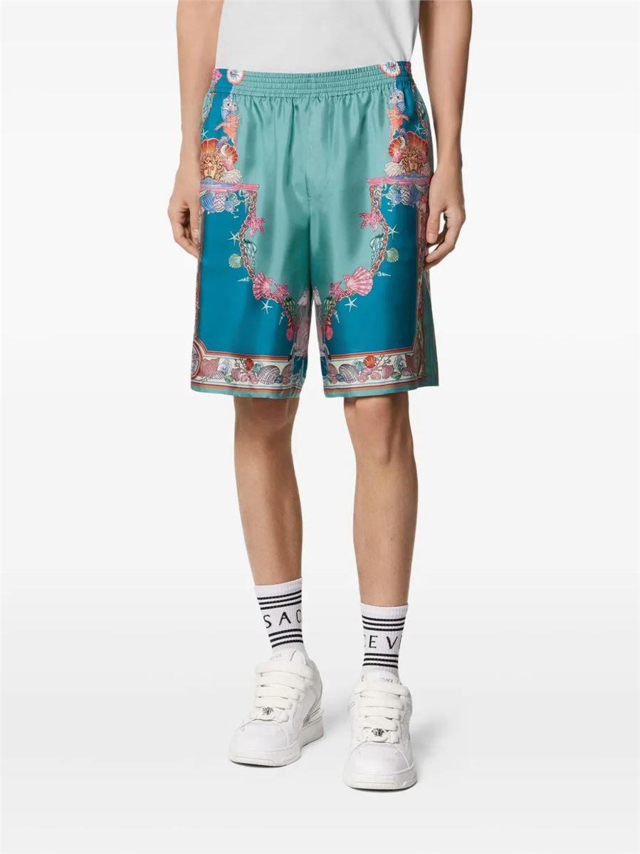 Coral theatre silk shorts-VERSACE-Verso