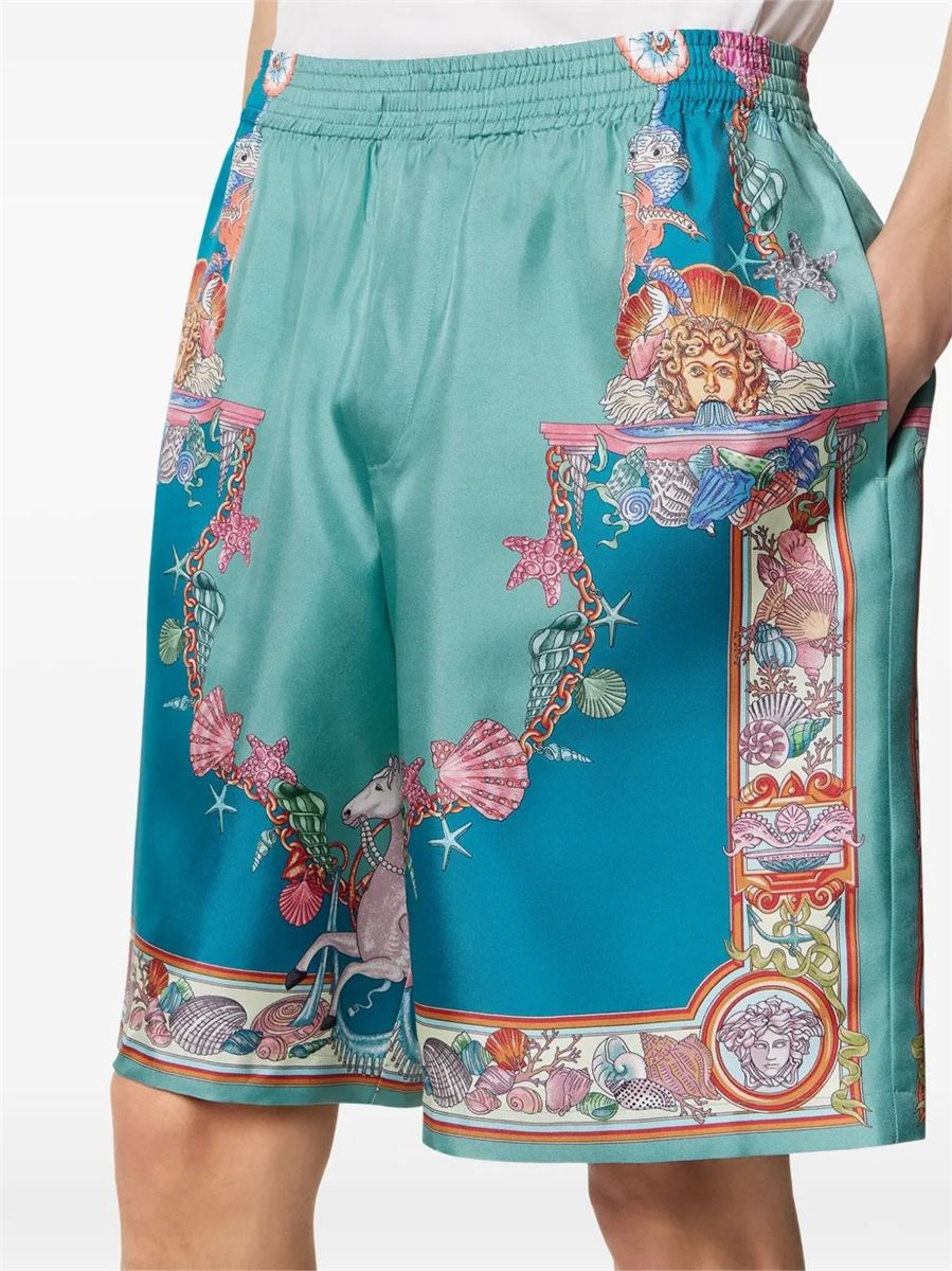 Coral theatre silk shorts-VERSACE-Verso