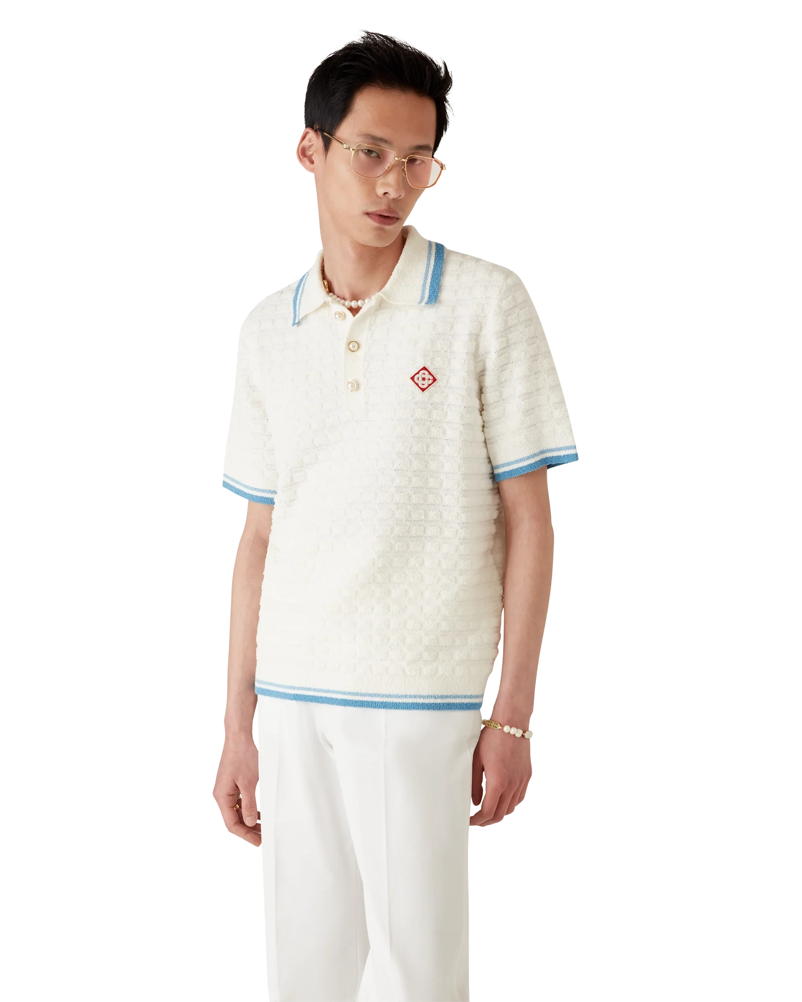COTTON BOUCLE POLO SHIRT-CASABLANCA-Verso
