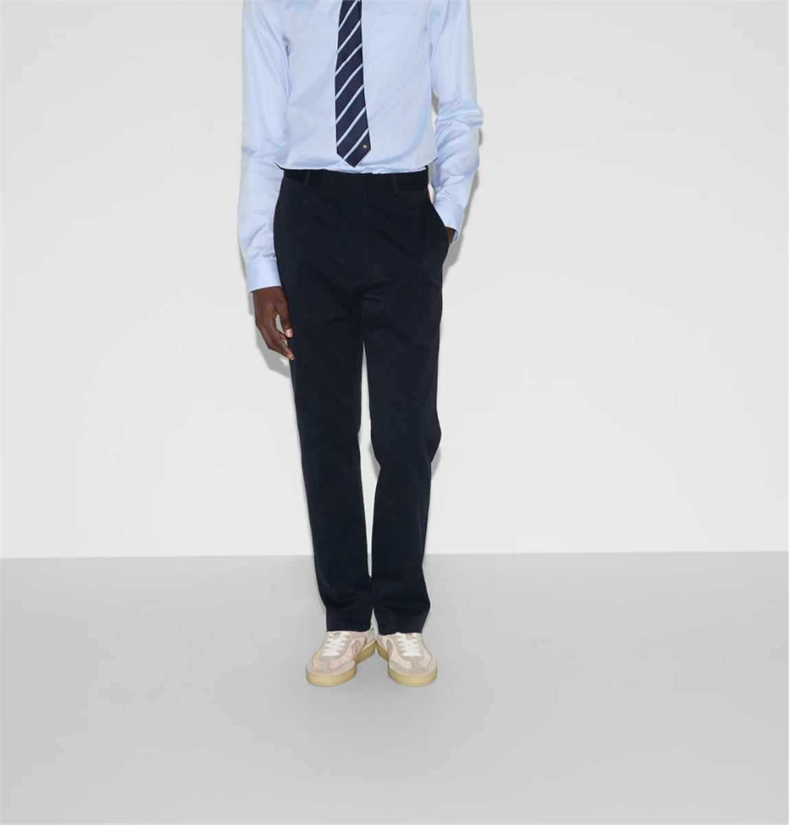 COTTON GABARDINE TROUSER WITH WEB - GUCCI - Verso