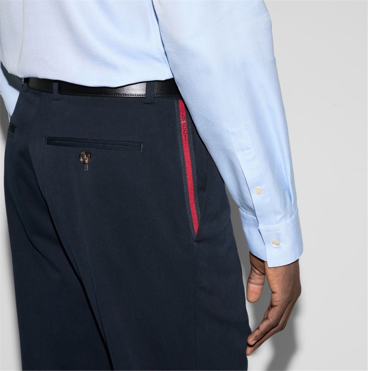 COTTON GABARDINE TROUSER WITH WEB - GUCCI - Verso