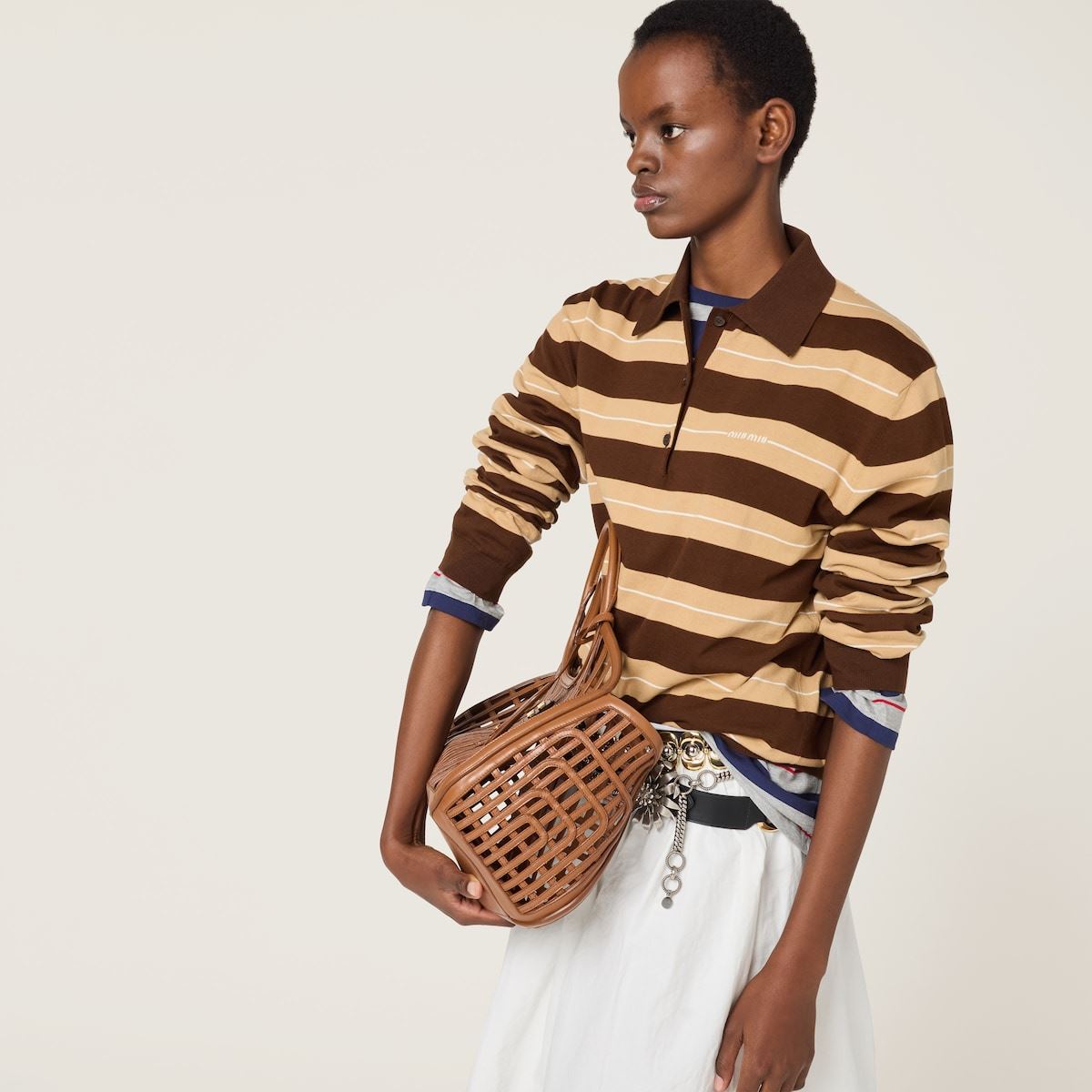 COTTON KNIT POLO SHIRT-MIU MIU-Verso