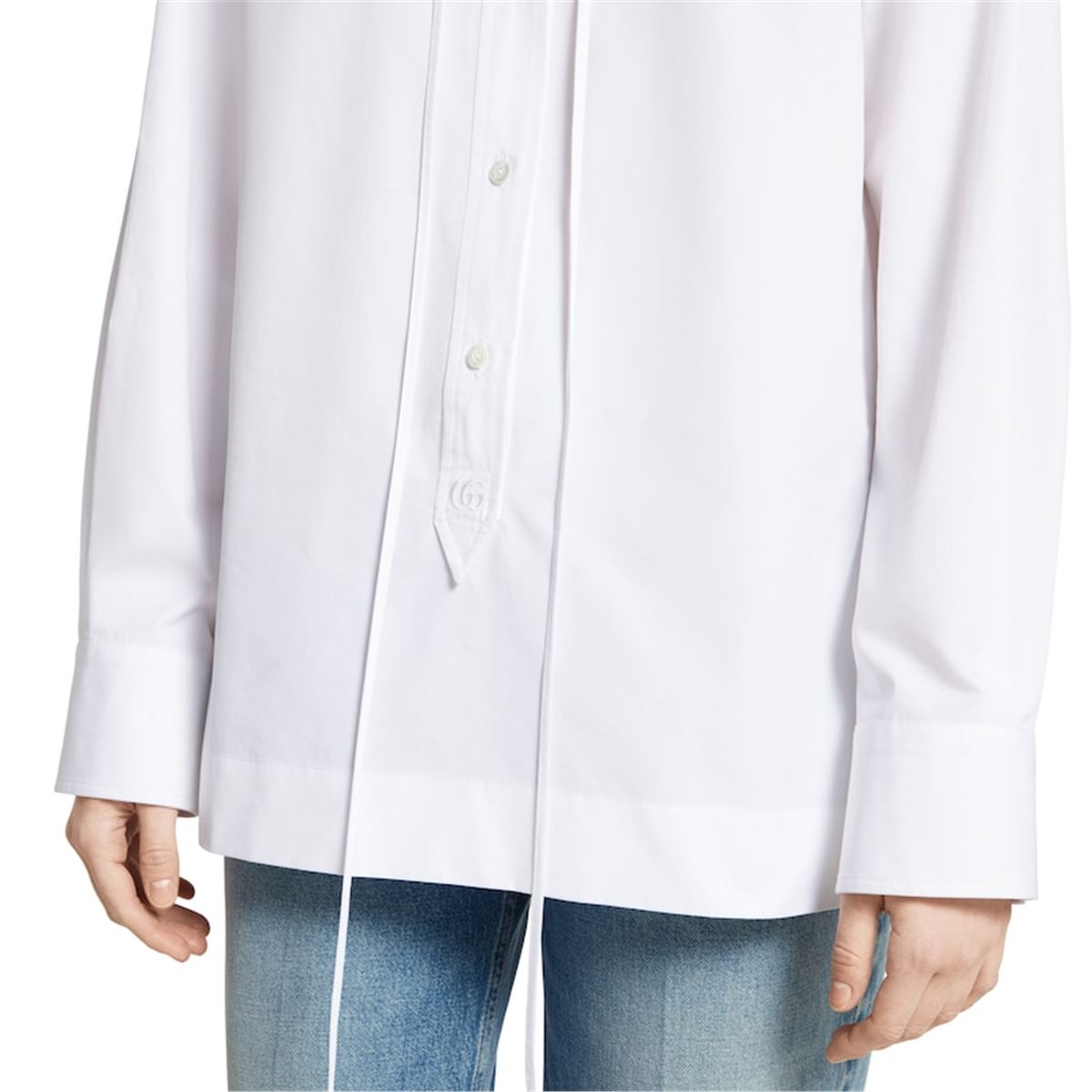 COTTON POPLIN SHIRT WITH EMBROIDERY-GUCCI-Verso