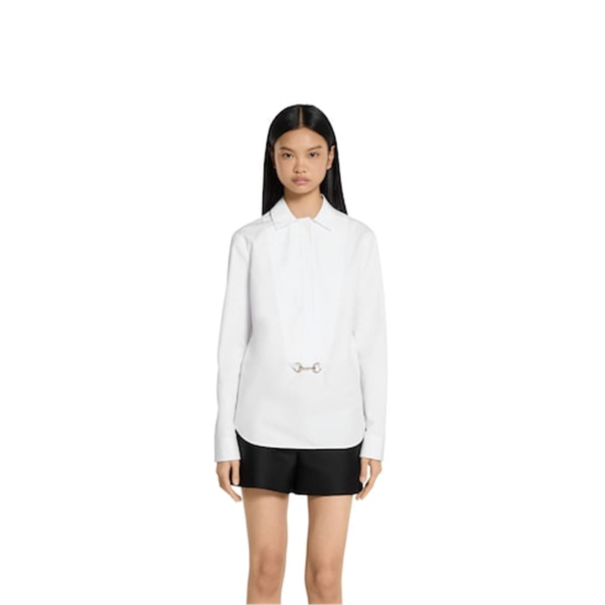 COTTON POPLIN SHIRT WITH HORSEBIT-GUCCI-Verso