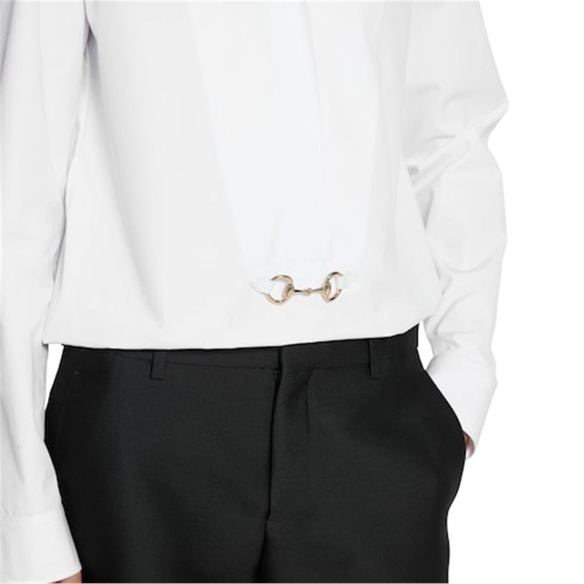 COTTON POPLIN SHIRT WITH HORSEBIT-GUCCI-Verso