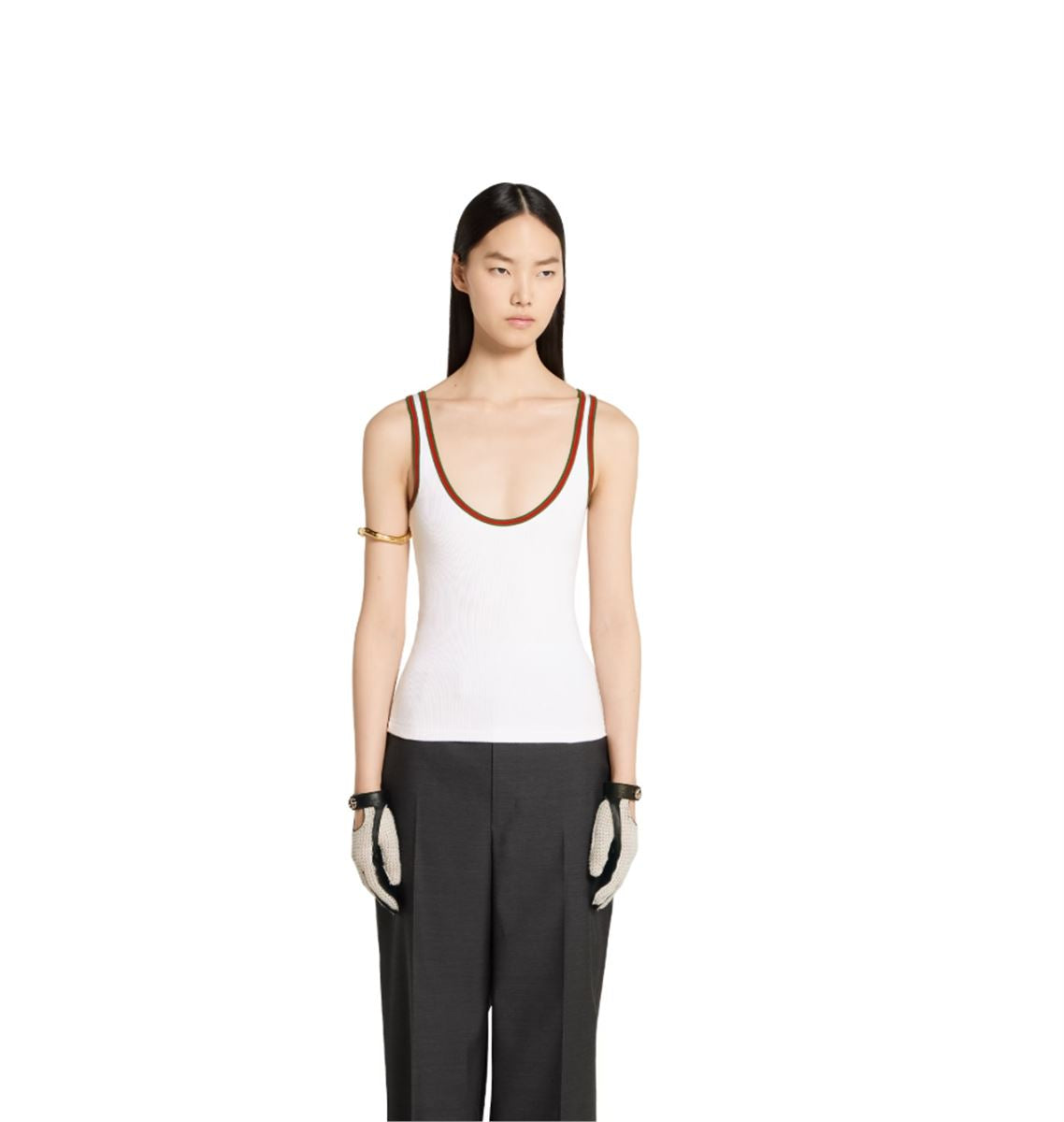 COTTON RIB TANK TOP WITH WEB - GUCCI - Verso