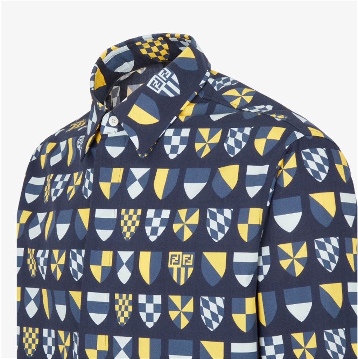 COTTON SHIRT WITH MULTICOLOUR PRINT - FENDI - Verso
