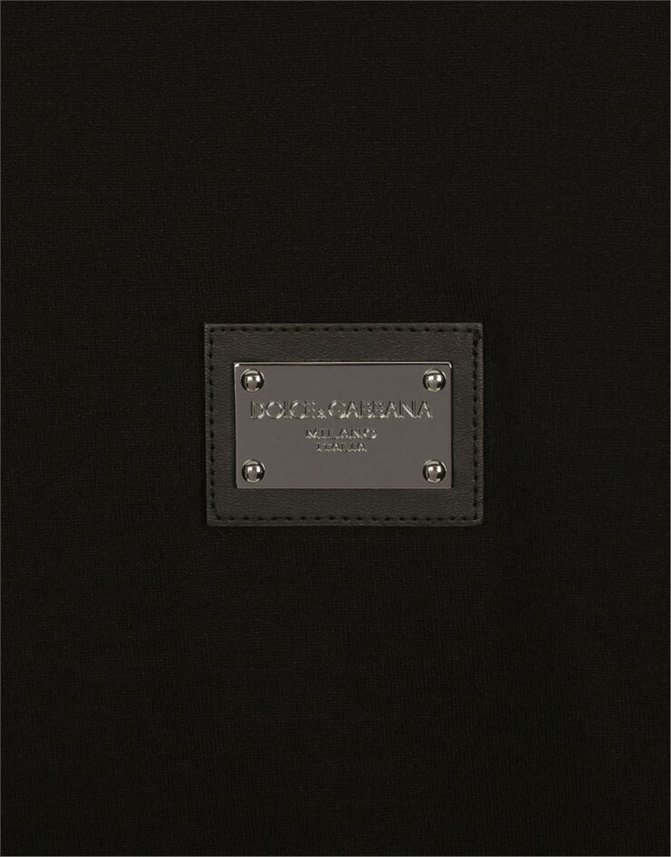 COTTON T-SHIRT WITH BRANDED TAG - DOLCE & GABBANA - Verso